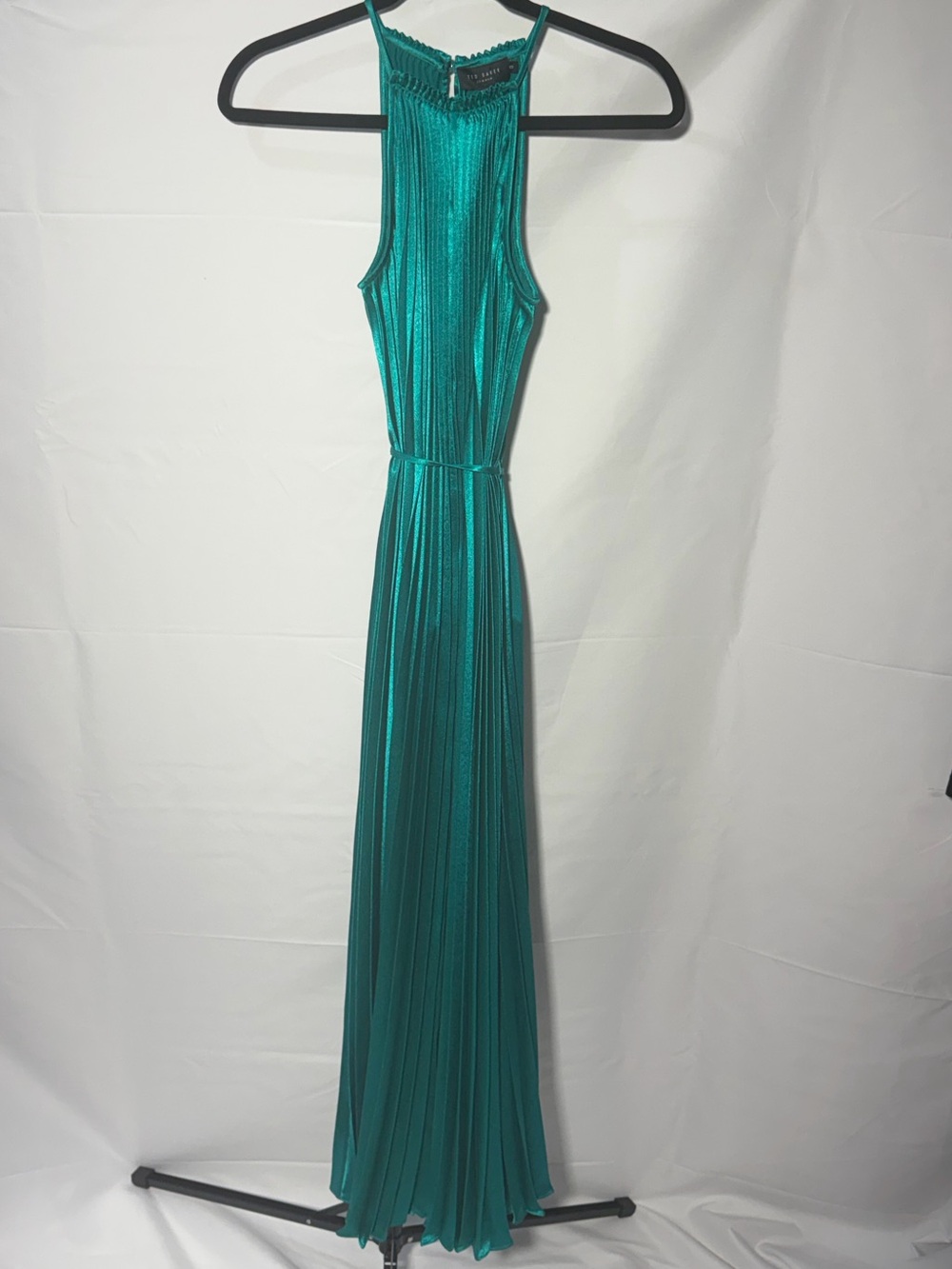 Ted Baker Teal Pleated Halter Maxi Dress